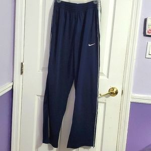 Nike Basketball Navy Side Stripes Zippered Wide Leg Pull On Sports Pants